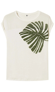 Футболка с принтом и вышивкой