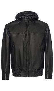 Кожаная куртка с капюшоном