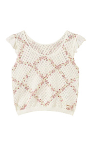 Ажурный топ с принтом и оборками