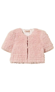 Укороченный жакет с оборками из тюля