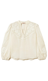 Блуза из рами с вышивкой